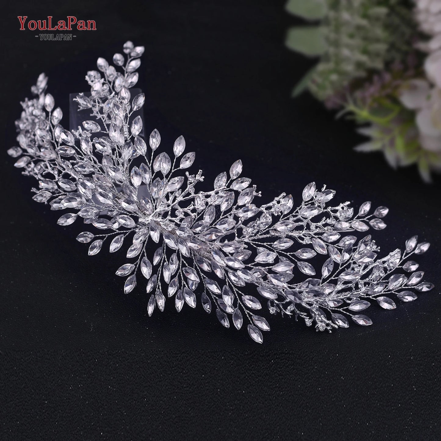 YouLaPan Gold Floral Wedding Hair Comb Bridal Crystal Pearls Headpiece Hair Accessories Bride Jewelry Women Hair Clips HP368