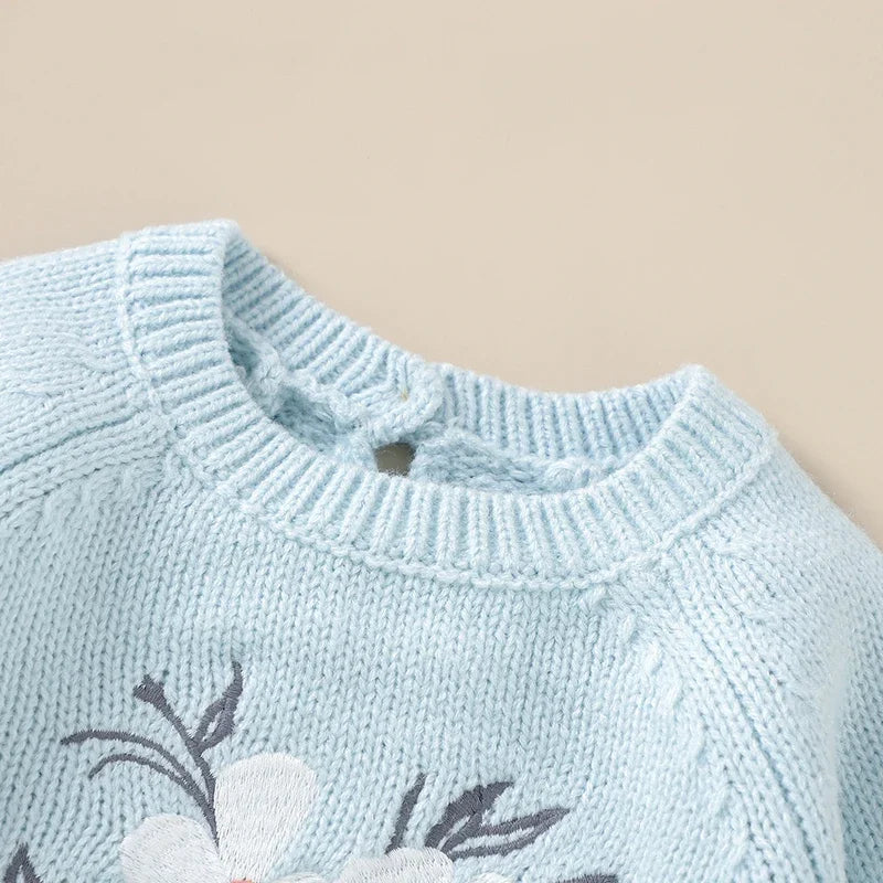 Newborn Baby Bodysuits Fashion Floral Embroideried Clothes 0-18m Winter Infant Girl Jumpsuit Long Sleeve Autumn Overalls Sweater