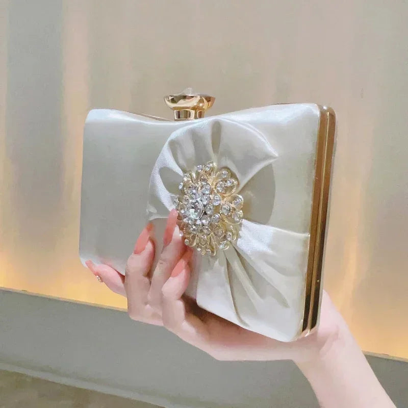 Elegant Rhinestone Decor Evening Bag, Classic Formal Dinner Handbag, Women's Stylish Clutch Purse For Party Wedding & Prom