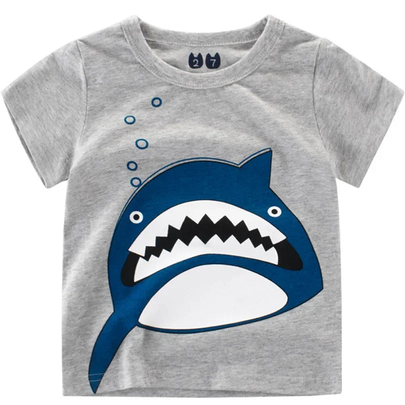 2025 Cartoon Druck Baby Junge Dinosaurier T Shirt Für Sommer Infant Kinder Jungen Mädchen Lion T-Shirts Kleidung Baumwolle Kleinkind Brief tops