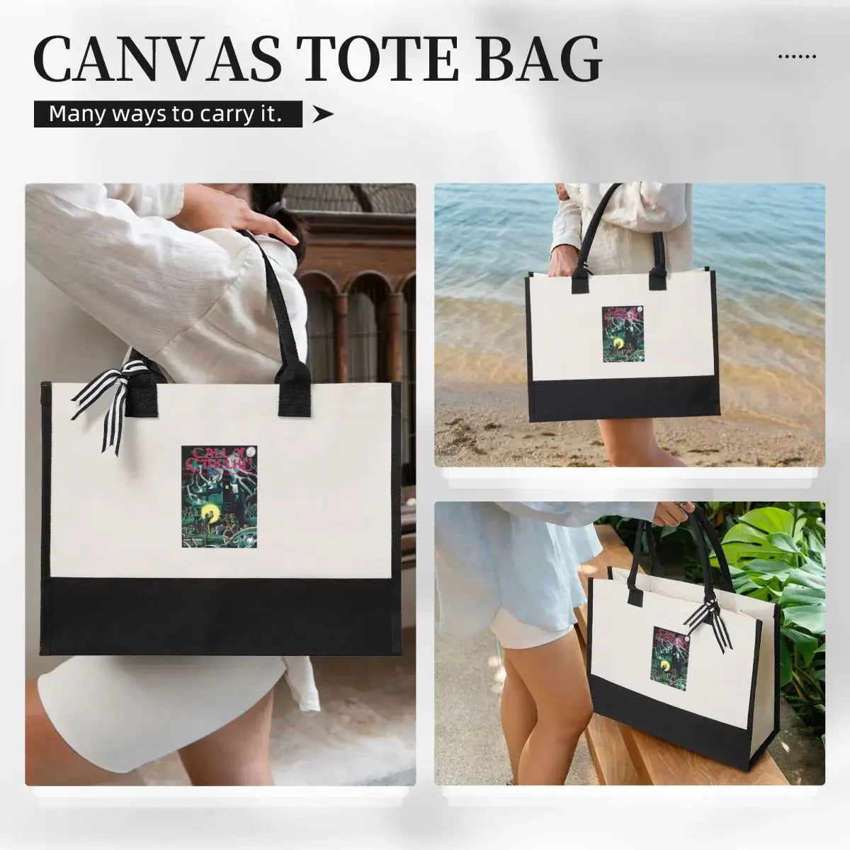 Canvas Gift Shopping Bag Call Of Cthulhu 1st Edition Cover Classic Canvas Large Capacity Bag Customizable Quality Gifts