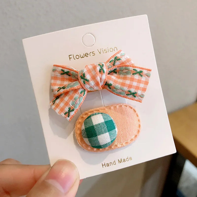 2pcs/lot Children Hair Pins Floral Embroidery Hair Clip Kids Hair Accessories Set Bb Clip Baby Hairgrip Toddlers Girls Barrettes