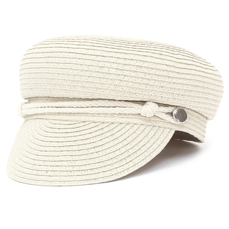 GEMVIE 2024 Fashion Military Hats Outdoor Spring Summer Ring Top Kid Hat Sun Protection Beach Flat Top Straw Hats