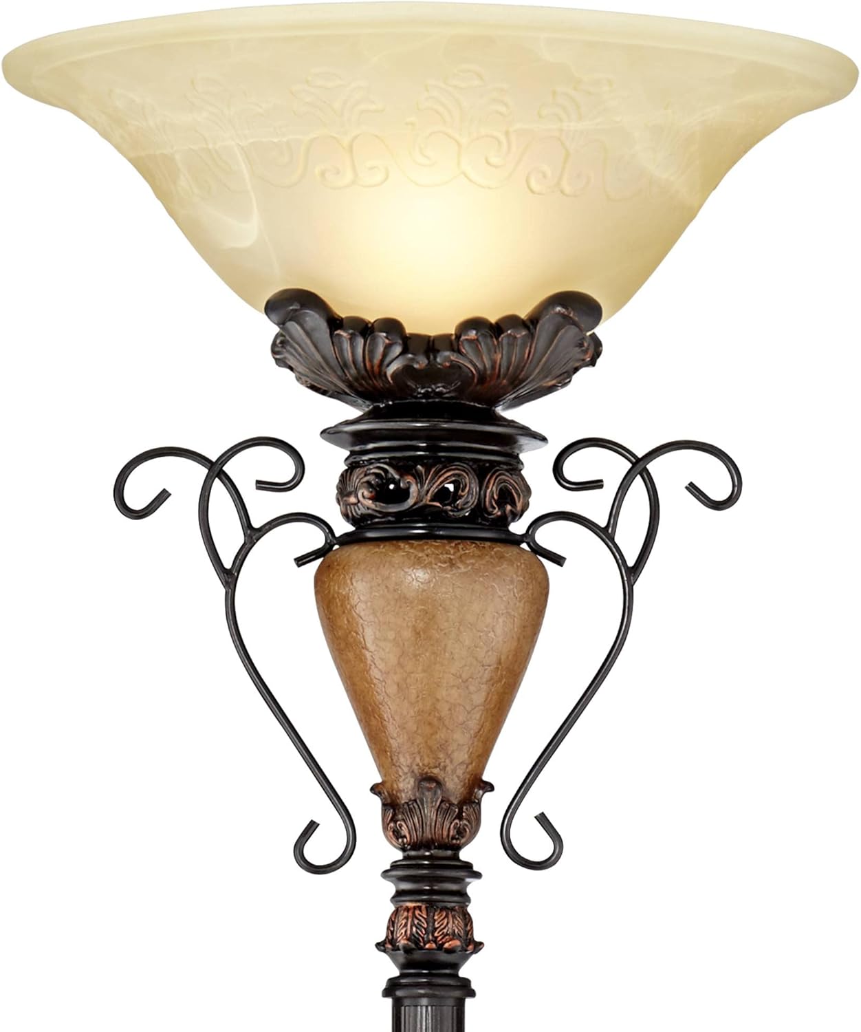 Regency Hill Vintage Traditional Torchiere Floor Lamp Tree 72"" Tall Antique Bronze Adjustable Alabaster Glass Shades Slide