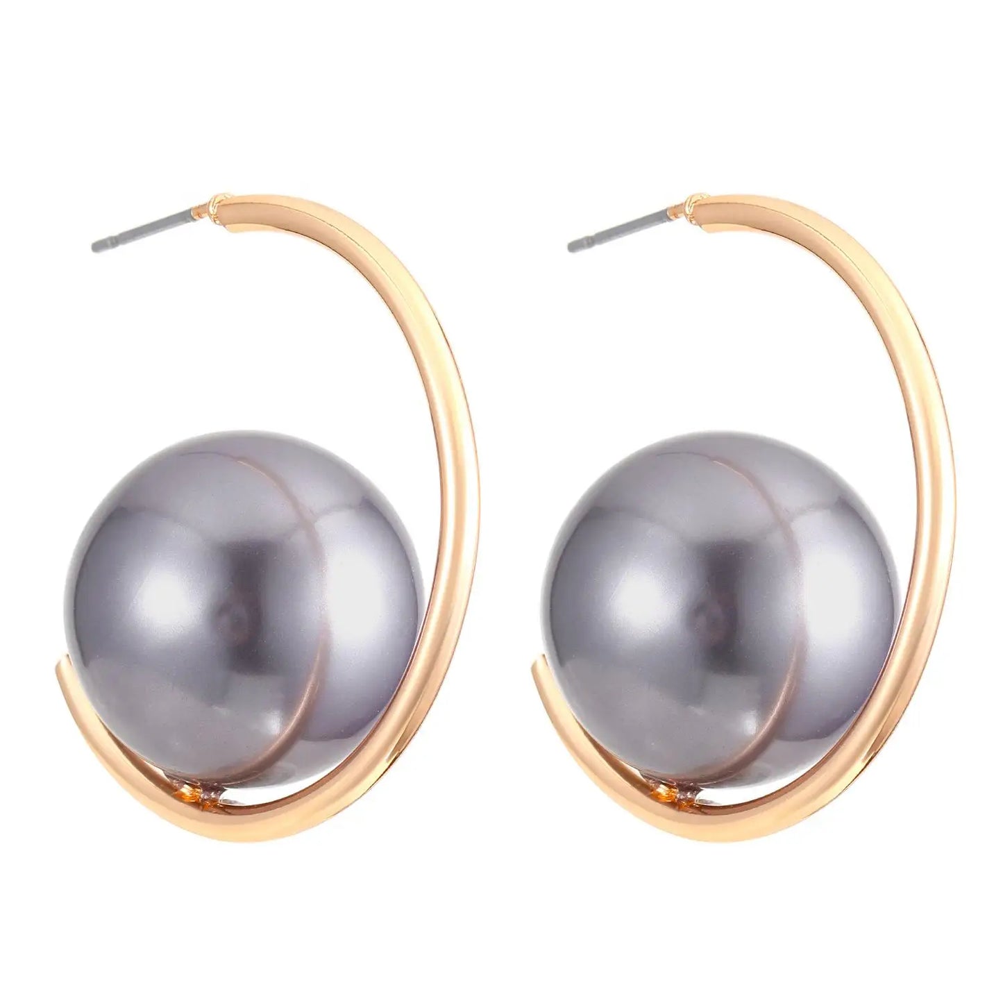 Exaggerated Big Pearl C Shaped Earrings For Jewelry 2025 Trending New Fashion Women's Geometric White Red Grey Pearl Earrings