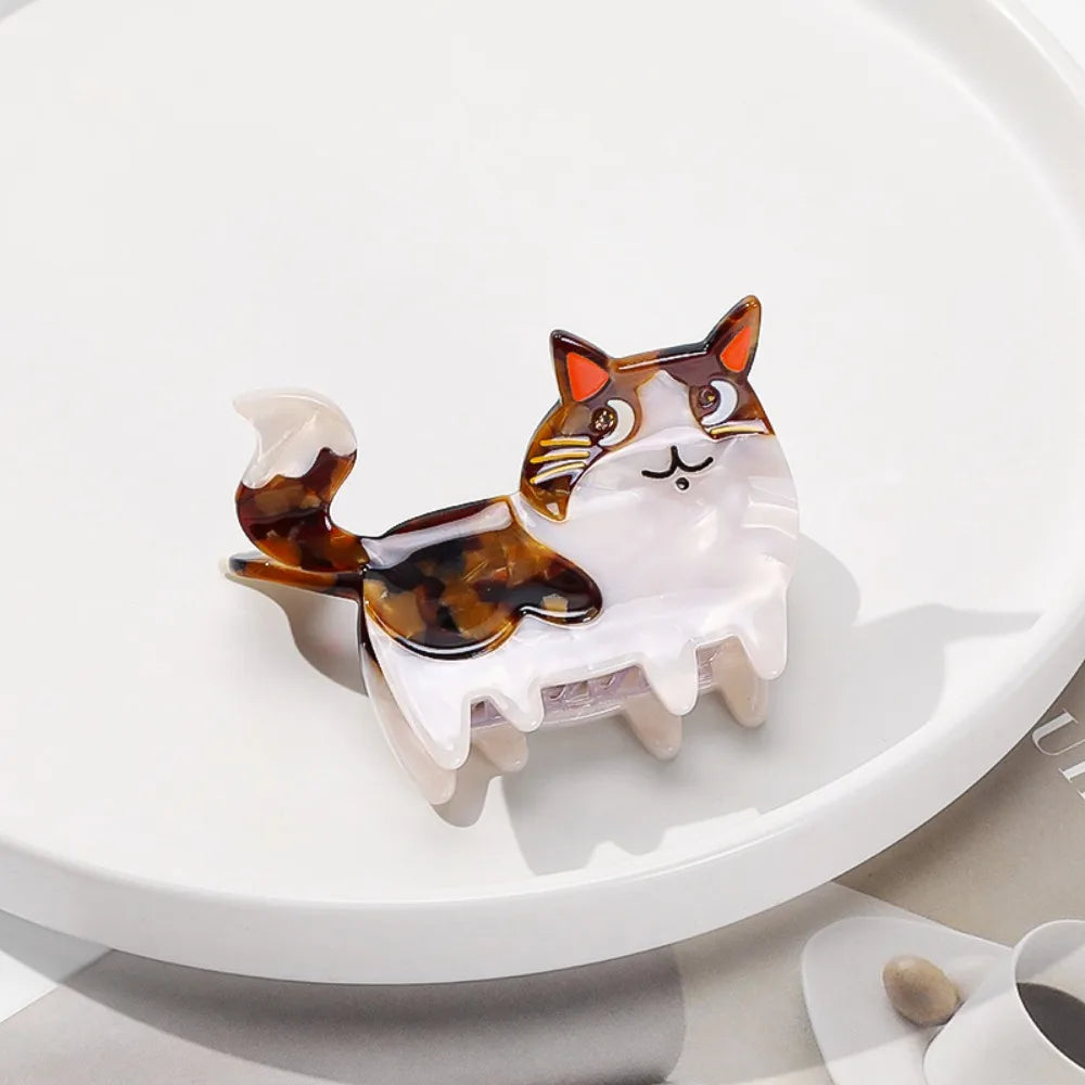 Korean Style Acetic Acid Animal Hair Claw Kitten Kawaii Retro Cat Crab Clip Headwear Creative Cartoon Shark Clip