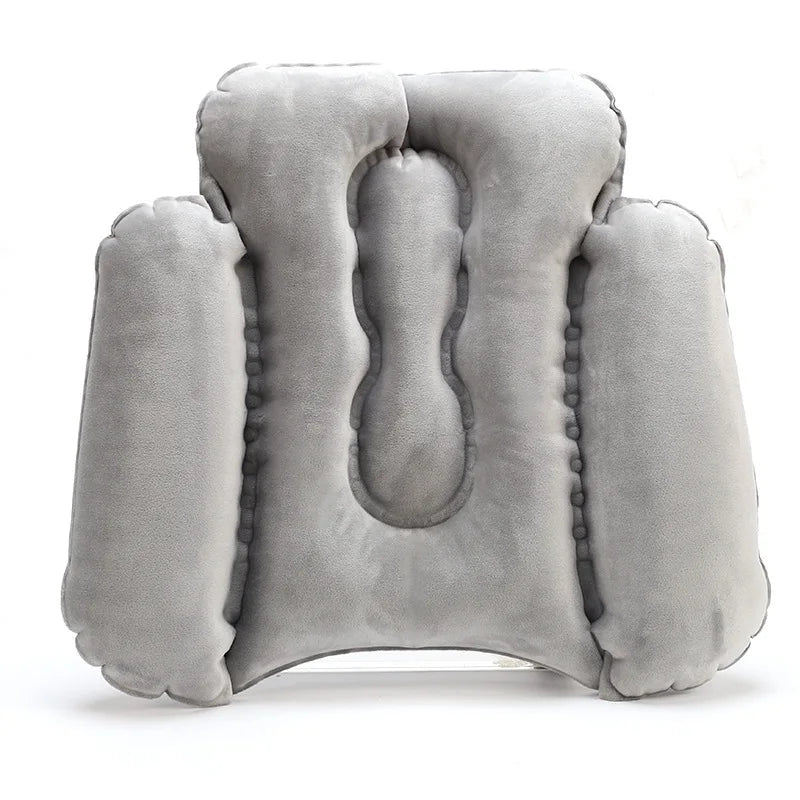 Practical Travel Inflatable Pillow Waist Cushion Comfortable Lumbar Support Back Pad For Car Office Aircraft Sleeping PVC Velvet