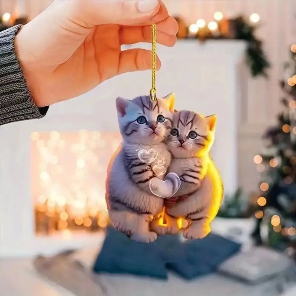 Creative Dog Cat Key Chain Car Key Ring Cartoon Animal Acrylic Pendant Bag Pendant Backpack Accessories Car Decoration Bag Decor