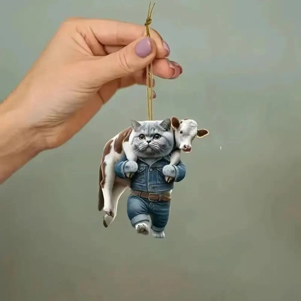 Creative Dog Cat Key Chain Car Key Ring Cartoon Animal Acrylic Pendant Bag Pendant Backpack Accessories Car Decoration Bag Decor