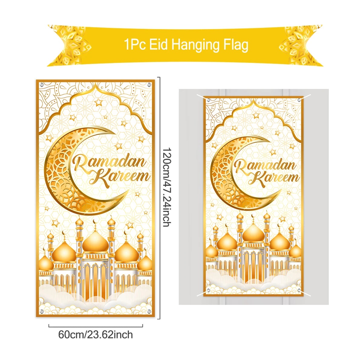 Ramadan Hanging Flag Ramadan Kareem Decoration For Home 2025 Aid EID Mubarak Muslim Islamic Festival Eid Al-fitr Party Supplies