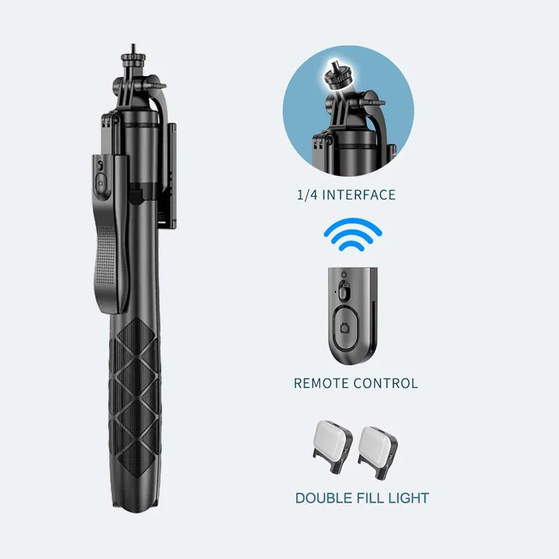 1530mm-L16 Wireless Selfie Stick Tripod Stand Foldable Monopod for Gopro Action Cameras Insta360 Ace Pro X3 Phones Steady Stand