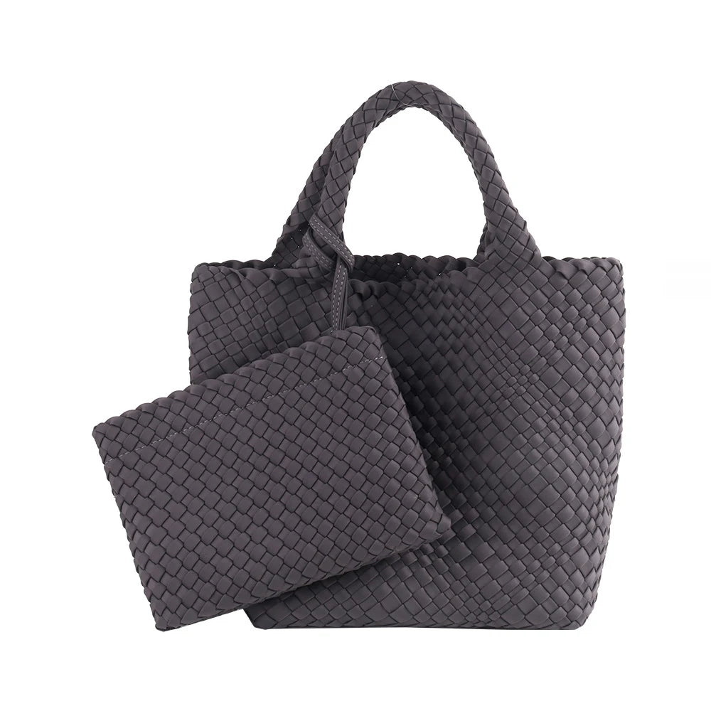 Hot Sale New Neoprene PU Woven Bag Beach Bag Large Capacity Woven Handbag Handmade Knitted Bag