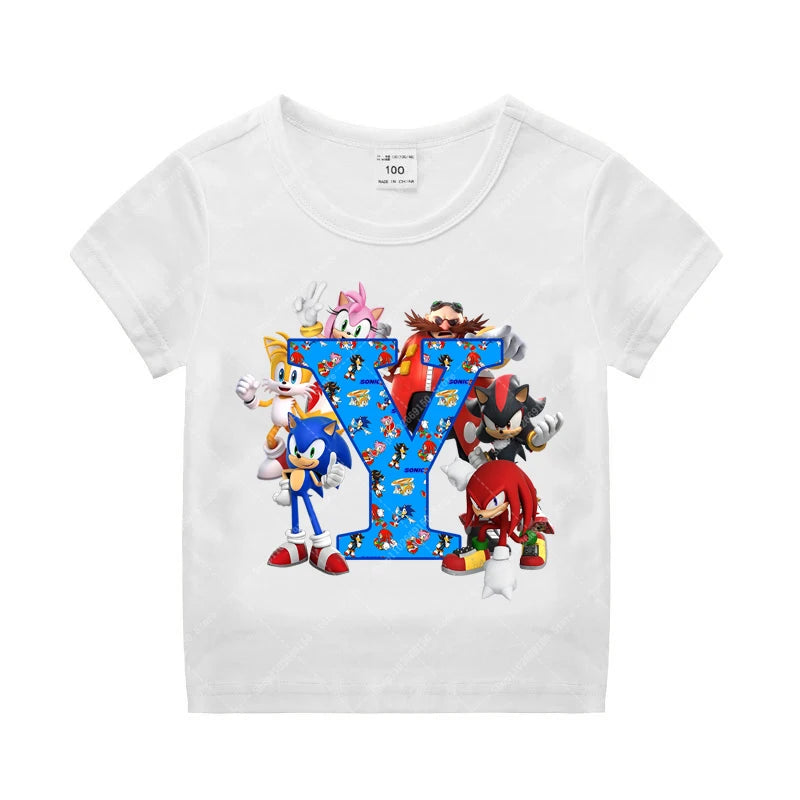 Sonics Kinder Sommer Baumwolle T-shirt Jungen Kurzarm Tops Anime Gedruckt Kleidung Kinder Cartoon Nette T-shirt Kleidung Weihnachten Geschenke 2025