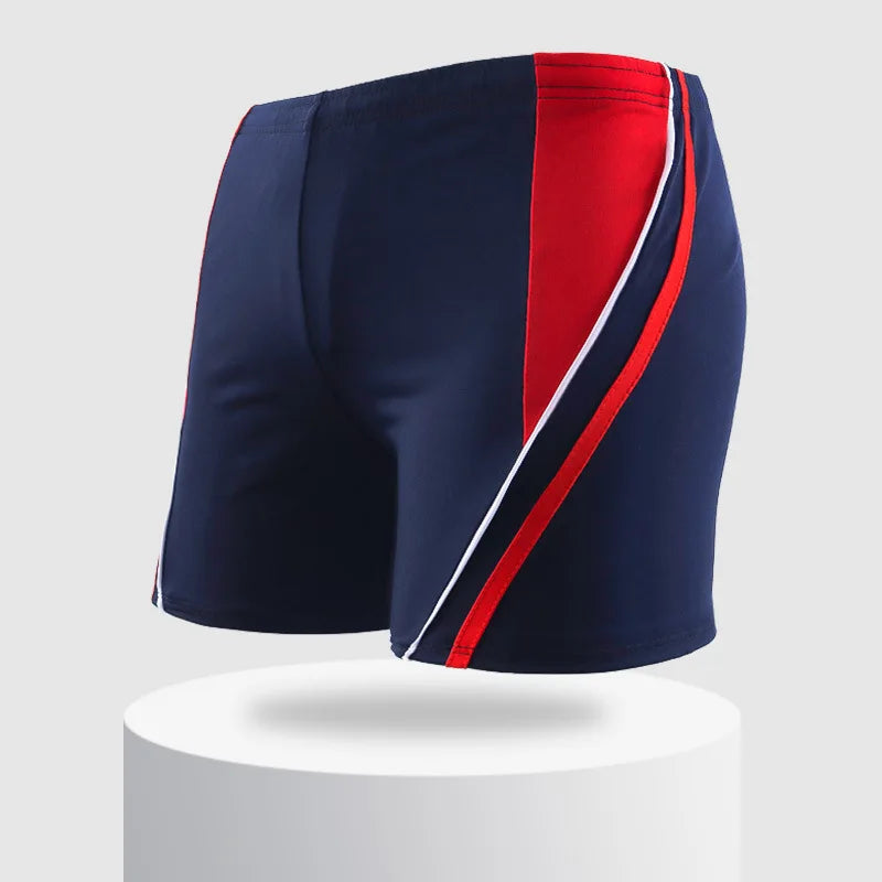 Men Elastic Swimming Trunk Swimwear Striped Beach Swim Sport Short Briefs Surfing Summer Swimsuit Boxer Shorts Bathing Suit