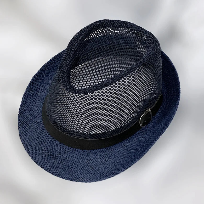 Summer linen breathable sunhat Jazz Hat small hat outdoor sun hat men's leather belt Hawkins Felt Cap Western cowboy hat F59