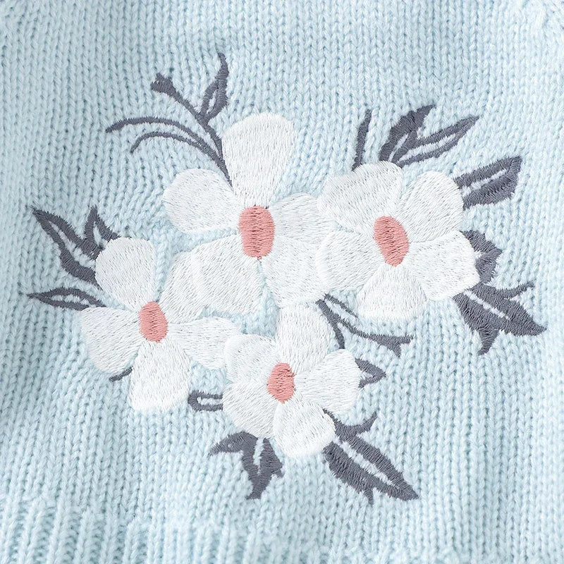 Newborn Baby Bodysuits Fashion Floral Embroideried Clothes 0-18m Winter Infant Girl Jumpsuit Long Sleeve Autumn Overalls Sweater