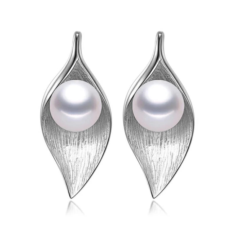 FENASY Genuine Natural Freshwater Pearl Stud Earrings 925 Sterling Silver Party Jewelry Elegant Gifts For Women Wholesale
