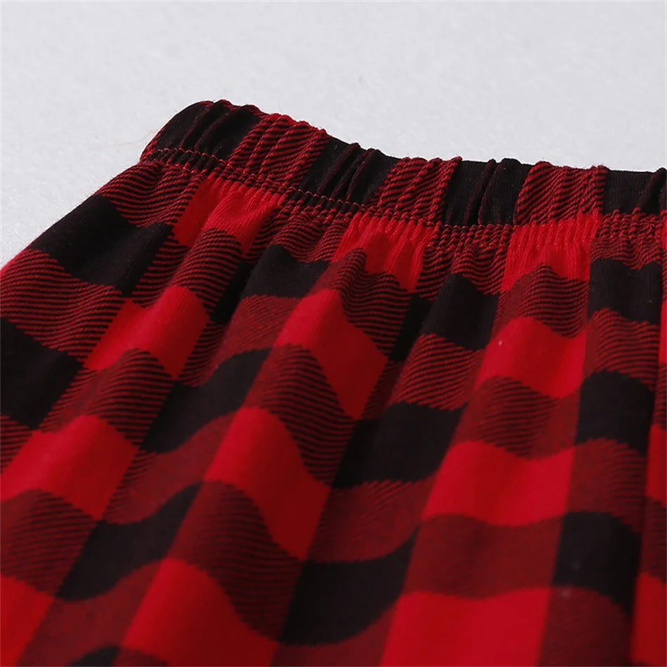 Weihnachts-Loungewear für Kleinkinder, rot/schwarz kariert, langärmelig, lässiger Pyjama für Babys, Jungen und Mädchen, weiche, warme Nachtwäsche