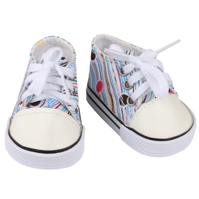 Canvas Cloth 7cm Shoes For 18 Inch American And 43cm New Born Baby Doll Shoes Clothes Accessories For Our generation Girl Dolls