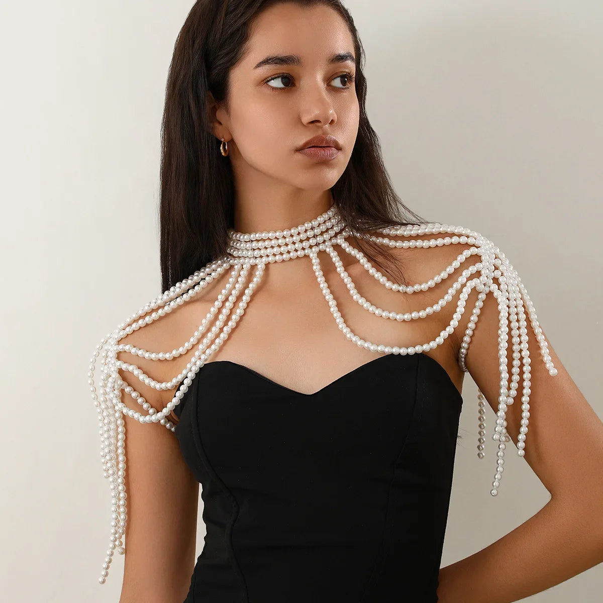 Premium Woven Shawl Sexy Tоy for Woman Chain Pearl Waist Jewelry Accessories Retro Women Apparel Exaggeration Body Fashion Belly