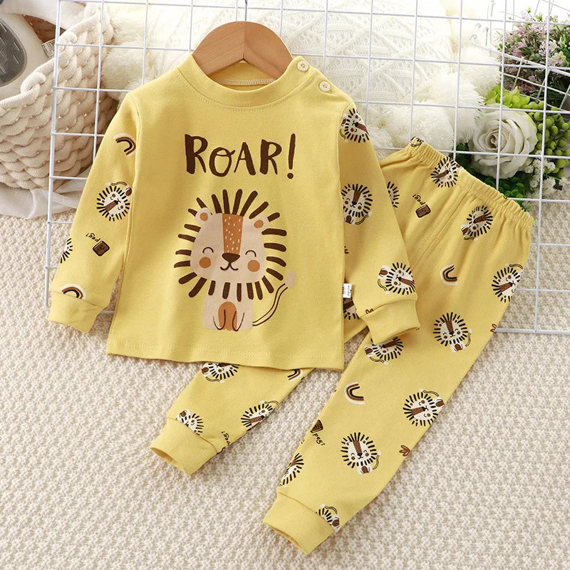 Neugeborene Kinder Jungen Mädchen Pyjama Sets Cartoon Casual Langarm Niedlich T-Shirt Tops mit Hosen Kleinkind Baby Herbst Schlafkleidung