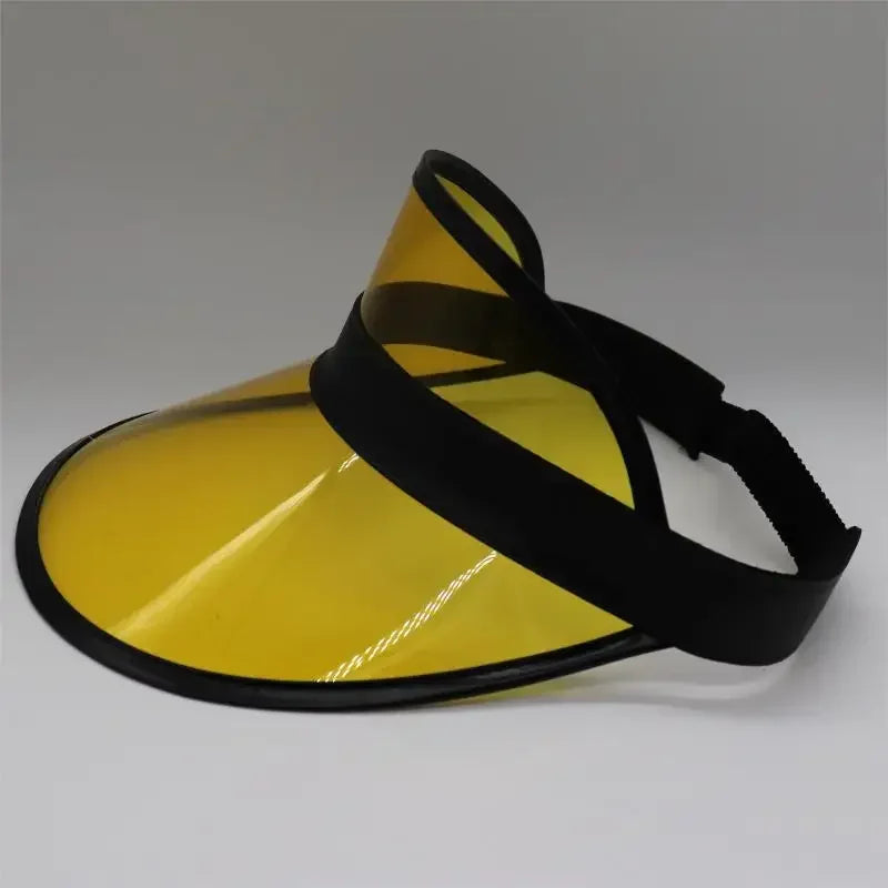 Summer Outdoor Golf Cap for Men Women Shade Transparent UV-Resistant Soft Plastic Yellow Color Adjustable Beach Sun Cap Visor