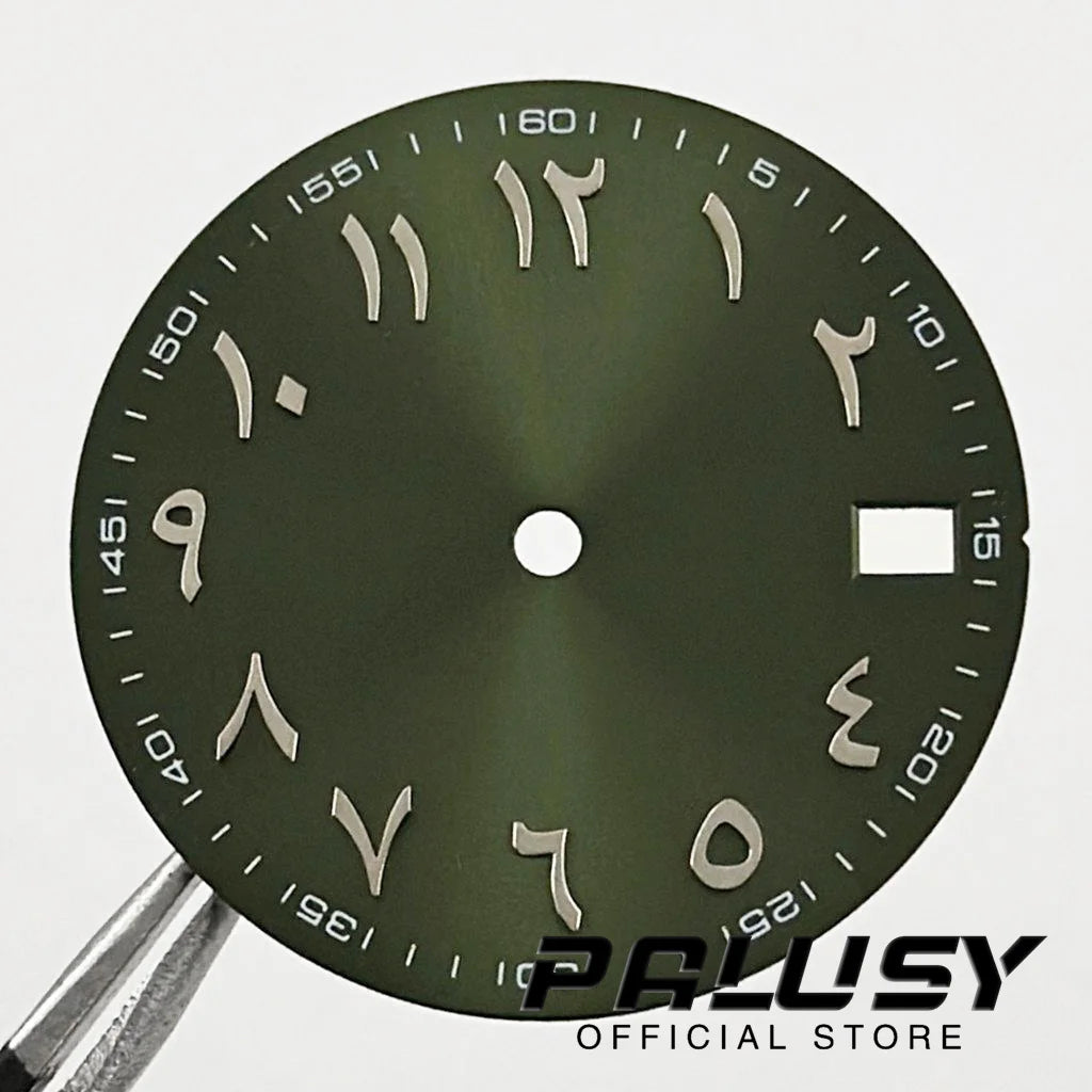 NH35 28.5mm Watch Dial Sun Patterned Surface Arabic Alphabet with Date Watch Faces for NH35 NH36 Movement Replace Accessories