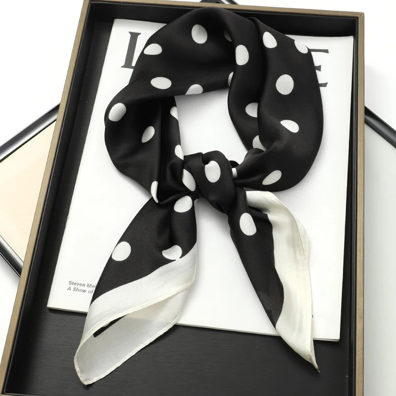 Luxury Brand 2023 Silk Square Scarf Women Cat Neck Hair Tie Band Beach Hijab Kerchief Head Headbands Bandana Female Foulard 70cm