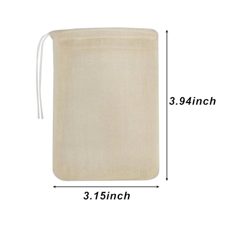 Reusable Cotton Tea Bag Empty Unbleached Strainer Filter Bag ECO Friendly Tea Bag Loose Leaf Tea Infuser for Home Office Travel