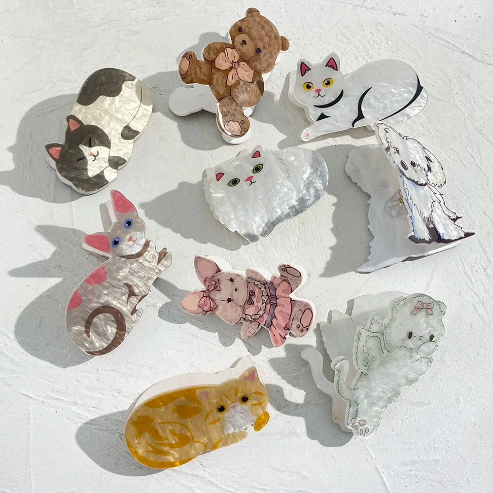 Cute Acrylic Thick Hair Claw Clip For Women Girls New Design Cartoon Cat Rabbit Dog Bear Shape Animal Hair Accessorie Headwear unique !!!