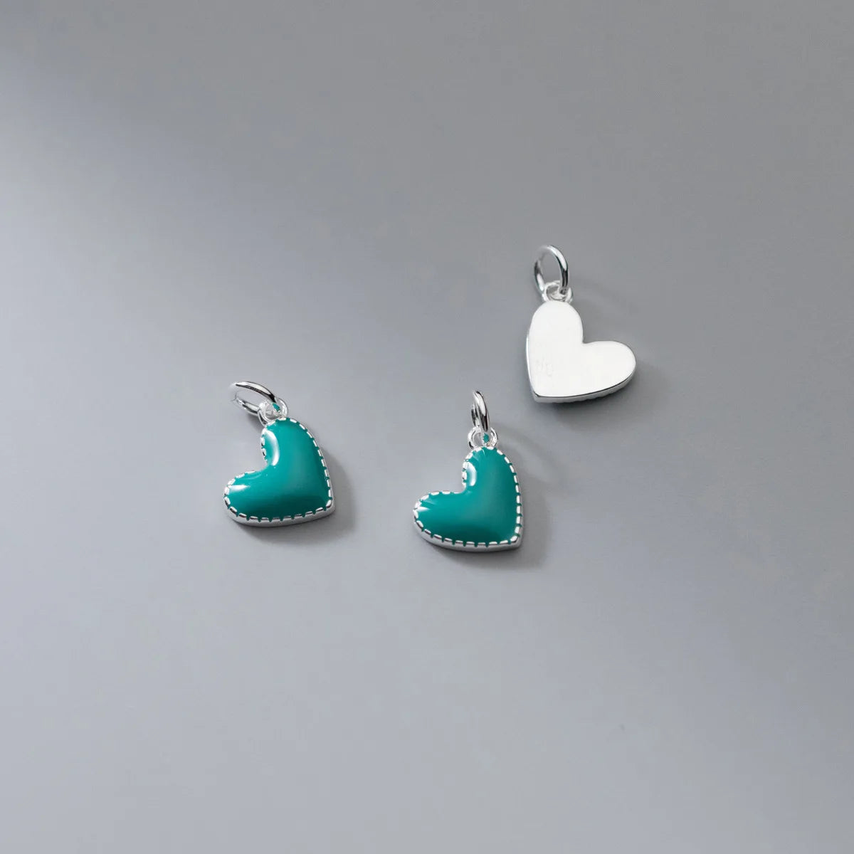 925 Silver Charms Heart Pendant Charms DIY Pendant Necklace Accessries Jewelry Silver 925 Colorful