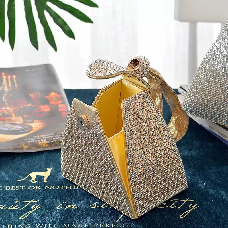 Gold Silver Evening Bags for Women Diamonds Fashion Triangle Mini Handbags 2021 new arrival Ladies Party Clutch Purse B395
