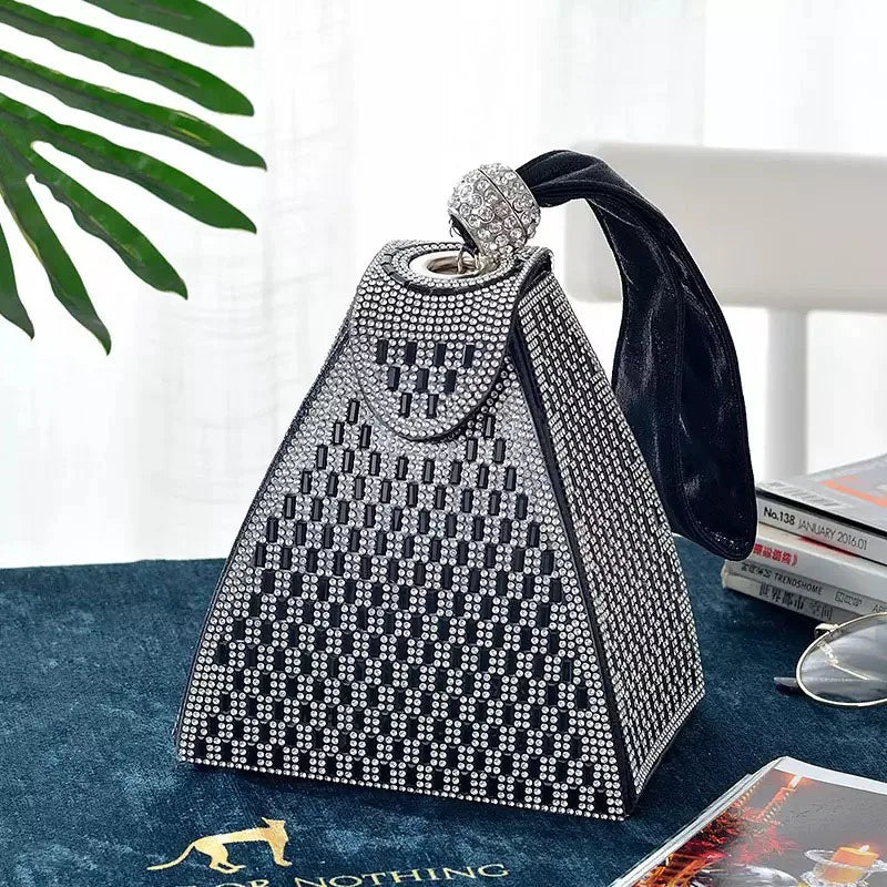 Gold Silver Evening Bags for Women Diamonds Fashion Triangle Mini Handbags 2021 new arrival Ladies Party Clutch Purse B395
