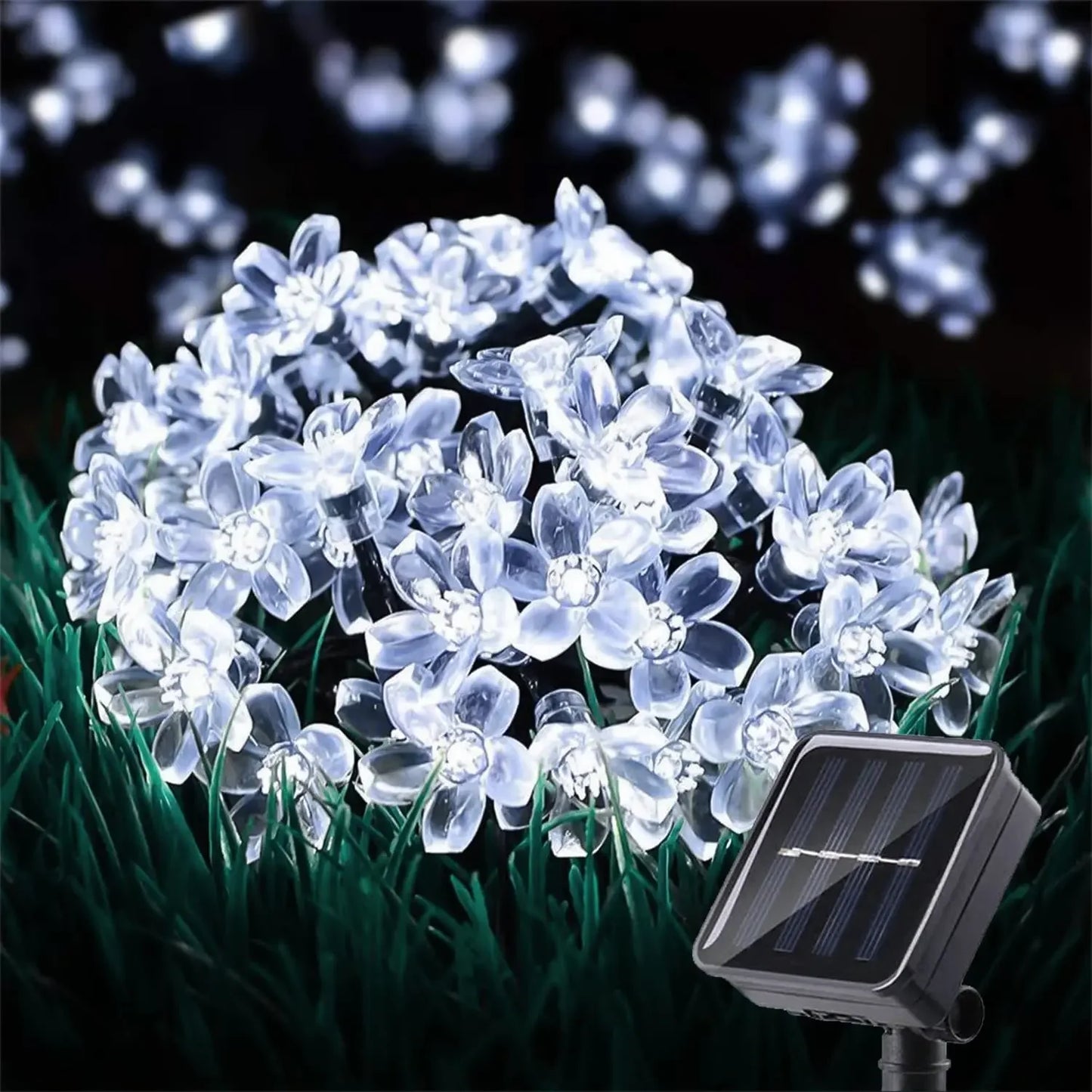 Outdoor Solar Powered Flower Garland Festoon LED String Fairy Light Waterproof for Backyard & Garden Lawn Fence Patio Decoration
