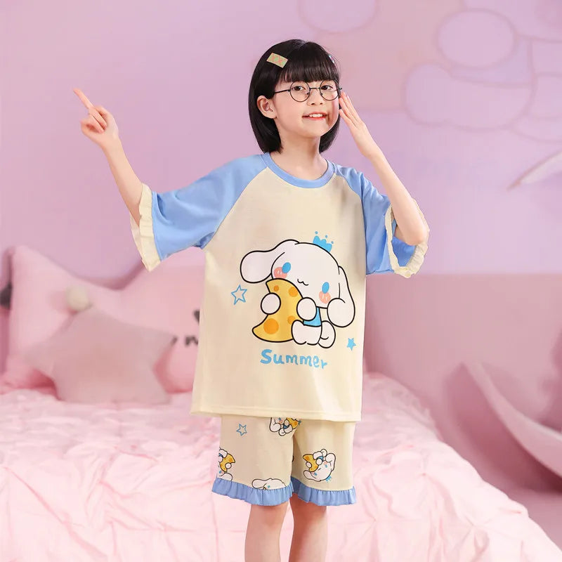 Girls Cute Cartoon Short Sleeve Set Pajama kids Clothing