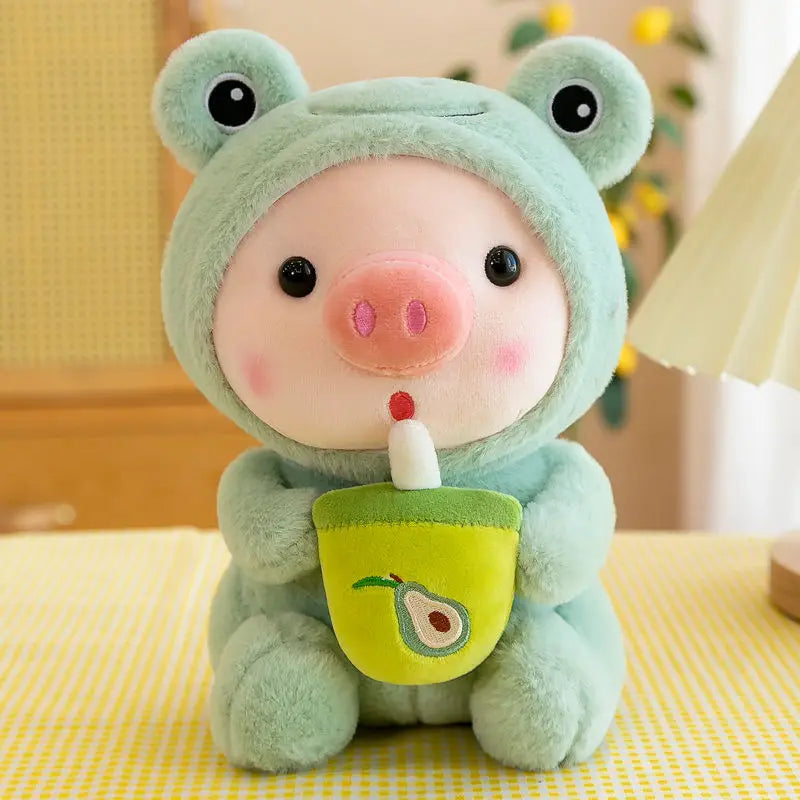 Bubble Pig Plüschtier Kuscheltier Hase Frosch Einhorn Tiger Kissen Tasse Milchtee Boba Plüschtier Puppe Geburtstagsgeschenk Kuschelbaby