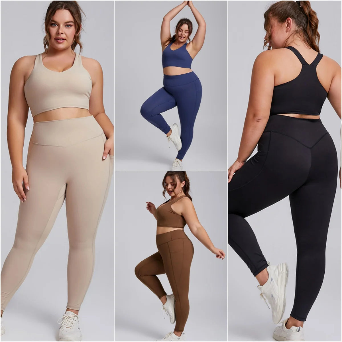 Women Gym Set Plus Size Workout Oufit Curvy Lady Sports Bra Yoga Leggings Oversize Tracksuit XXXL Extended Size Women Clothing