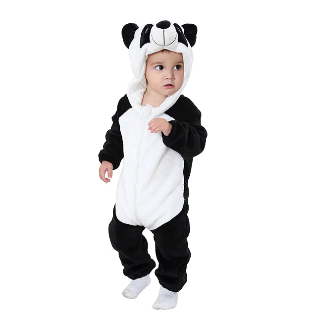 MICHLEY Halloween Baby Strampler Winterkleidung Flanell Kapuzen Bodys Pyjamas Tiere Overall Jumpsuit für Mädchen Jungen Kinder