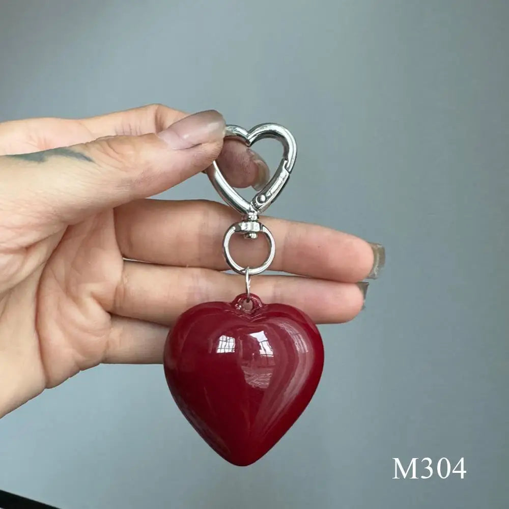 New Fashion Red Love Y2k Keychain Korean Charm Bag Pendant Handmade Beaded Bownot Keyring Vintage Red Metal Hanging Accessories