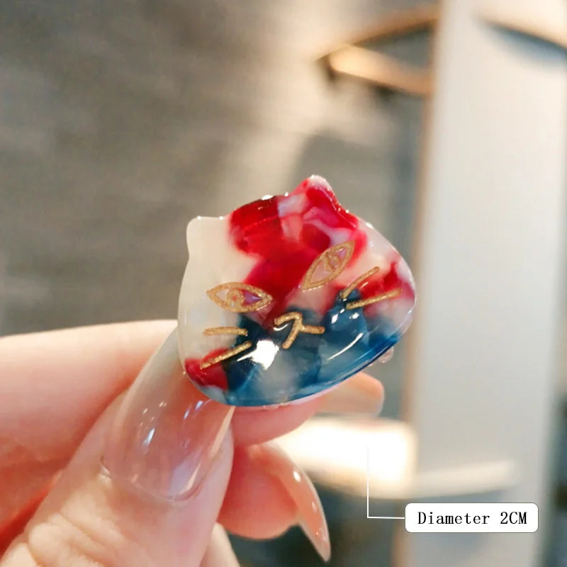 New Cute Cat Small Hair Clip for Women Hair Claw Acetic Acid Barrettes Crab Claw Clips Styling Hairpins Fashion Hair Accessories