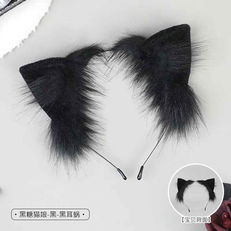 Y2k Headband for Cosplay Women Girl Plush Furry Cat Ears Headwear Accessory for Cam Girl Party Performance Hair Hoops