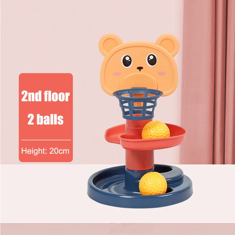 Montessori Baby Toys Rolling Ball Pile Tower Finger Skill Training Educational Games Rotating Stacking Track Infants Development