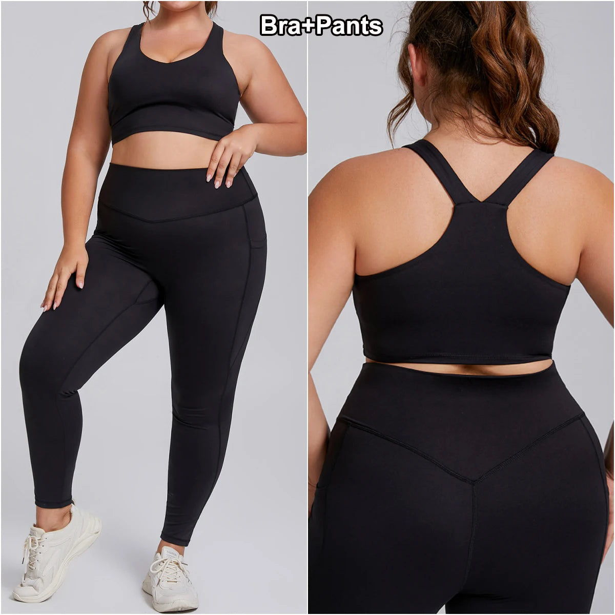 Women Gym Set Plus Size Workout Oufit Curvy Lady Sports Bra Yoga Leggings Oversize Tracksuit XXXL Extended Size Women Clothing