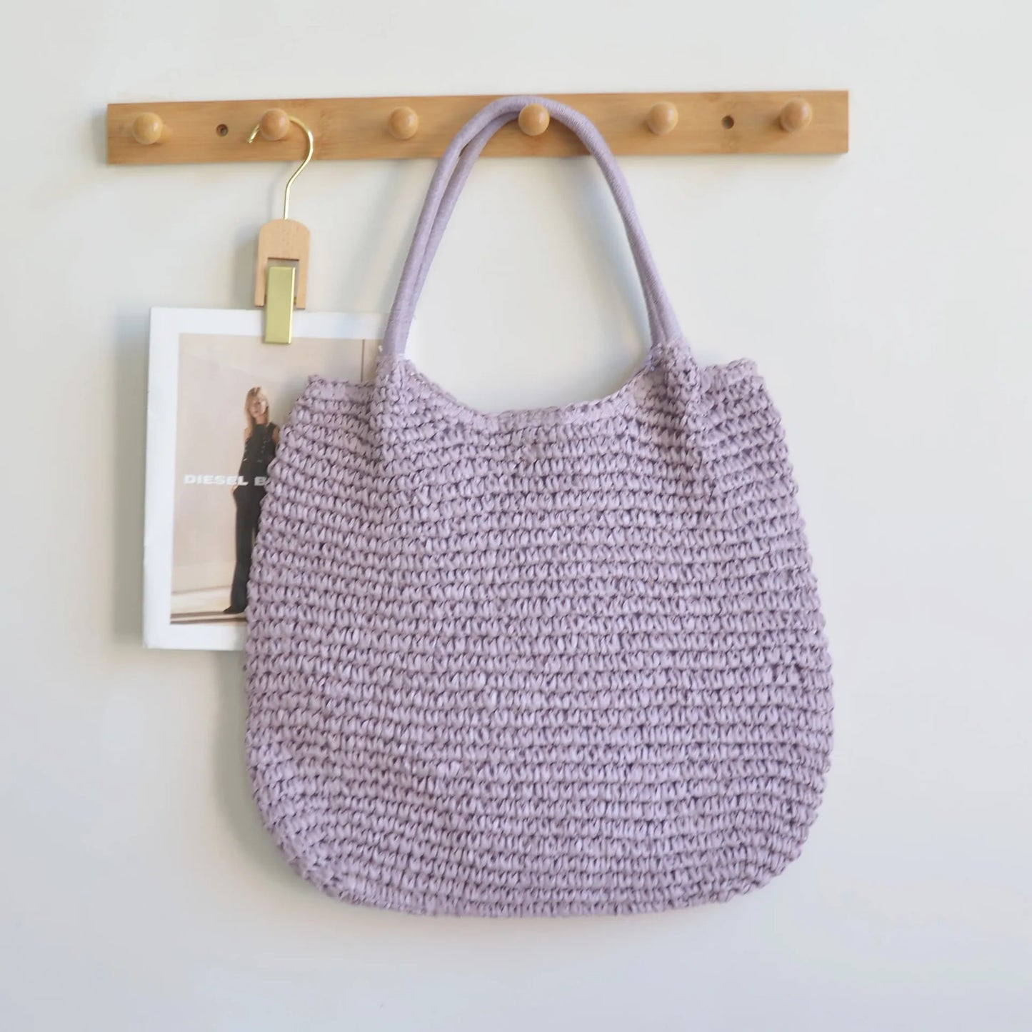 Casual Large Capacity Straw Tote Bag Simple Paper Woven Women Shoulder Bags Handmade Big Summer Beach Handbags Big Shopper Purse