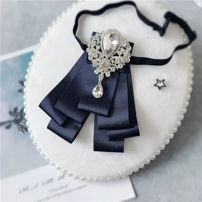 Men's Wedding Bow Ties Women's Accessories British Korean Business Banquet Formal Dress Shirt Rhinestone Ribbon Bow-tie Gifts mon