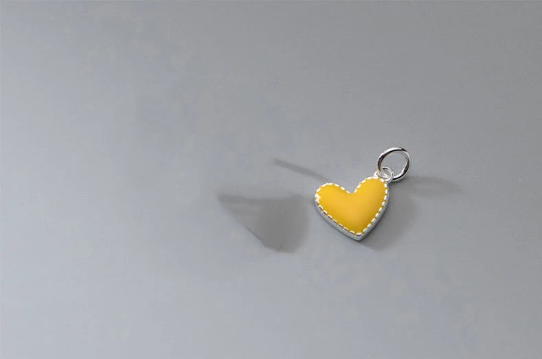 925 Silver Charms Heart Pendant Charms DIY Pendant Necklace Accessries Jewelry Silver 925 Colorful