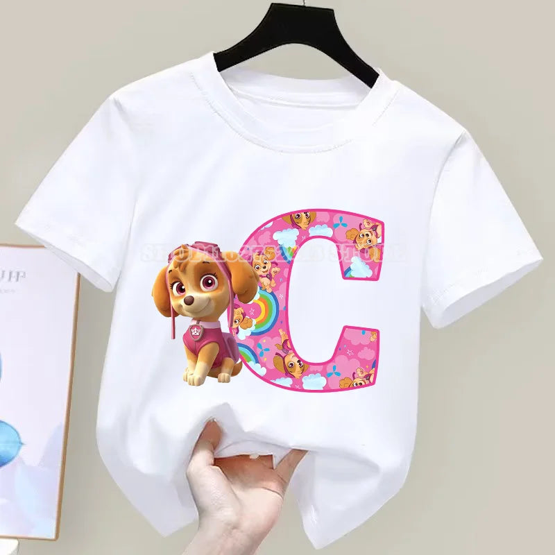 Paw Patrol T-Shirt Sommer Jungen Mädchen Saugfähige Shirts Niedliche Cartoon Chase Skye Weiße Kleidung Einfache Basic Vielseitige Kleidung Geschenk