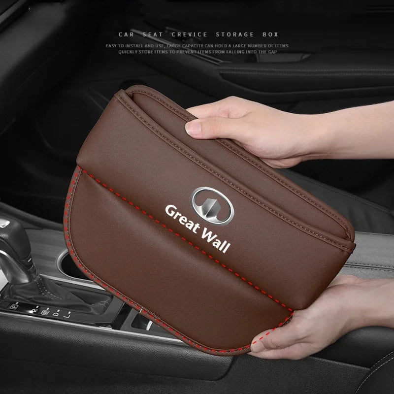 For Great Wall HAVAL GWM M4 STEED Poer Wingle 5 Haval Leather Car Seat Gap Crevice Slot Storage Box Organizer Auto Accessories