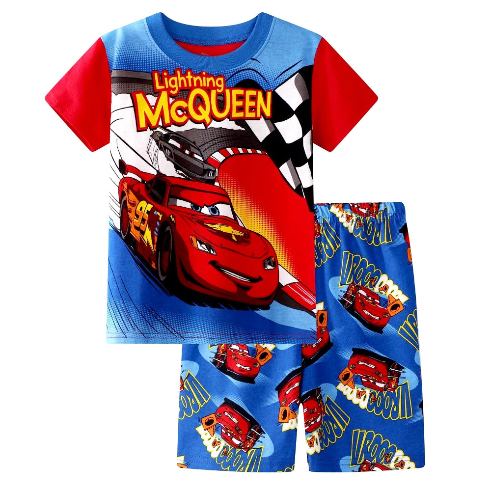 Neue Sommer Kinder Pyjamas Kinder Nachtwäsche Baby Set Jungen Mädchen Autos kurzarm Pijamas Baumwolle Nachtwäsche Kleidung Pyjamas Sets