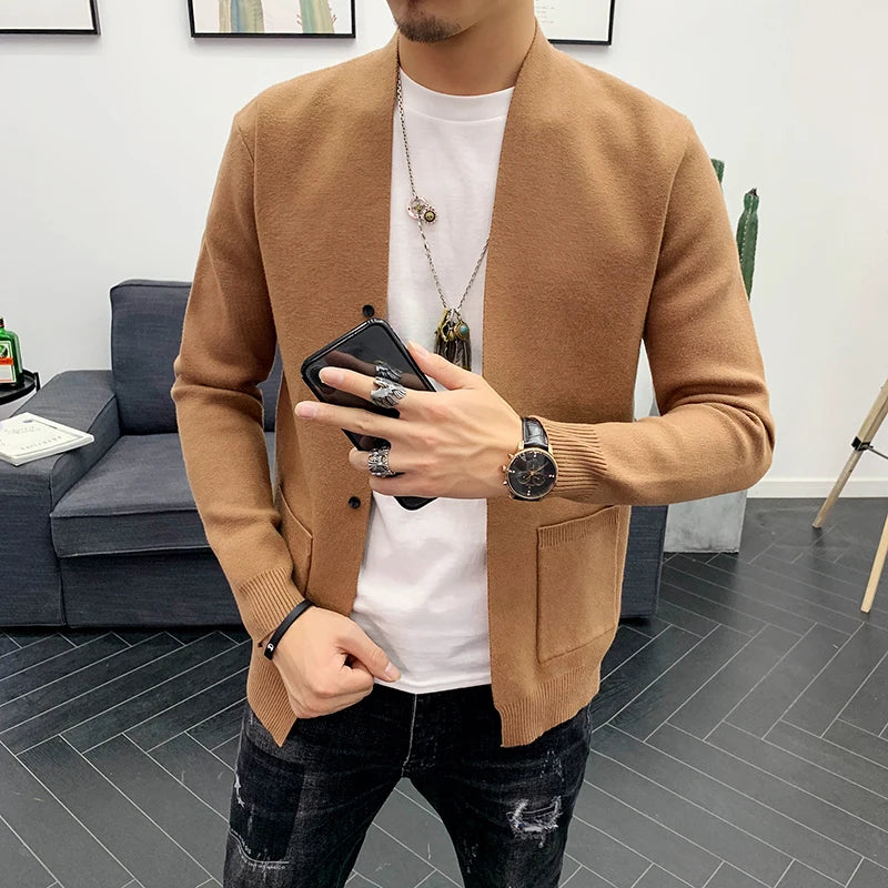 Men Fashion Korean Clothing Entity Quality More Color 2020 New Four Color Cardigan Sweater Men Erkek Kazak Sweter Masculino